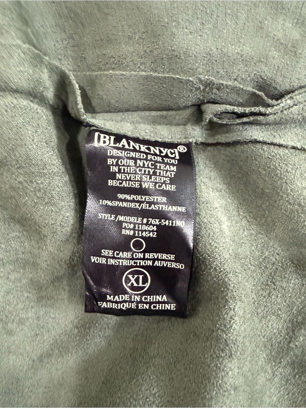 BLANKNYC Olive Green Faux Suede Draped Open Front Drawstring Jacket XL EUC - Picture 11 of 12